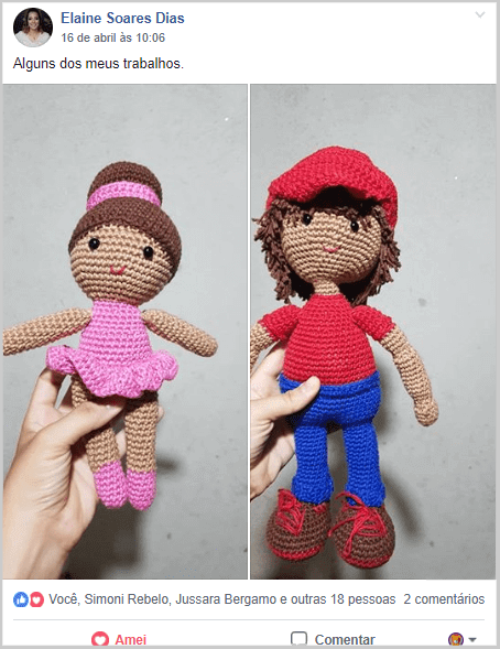 Postagem de um casal de amigurumis